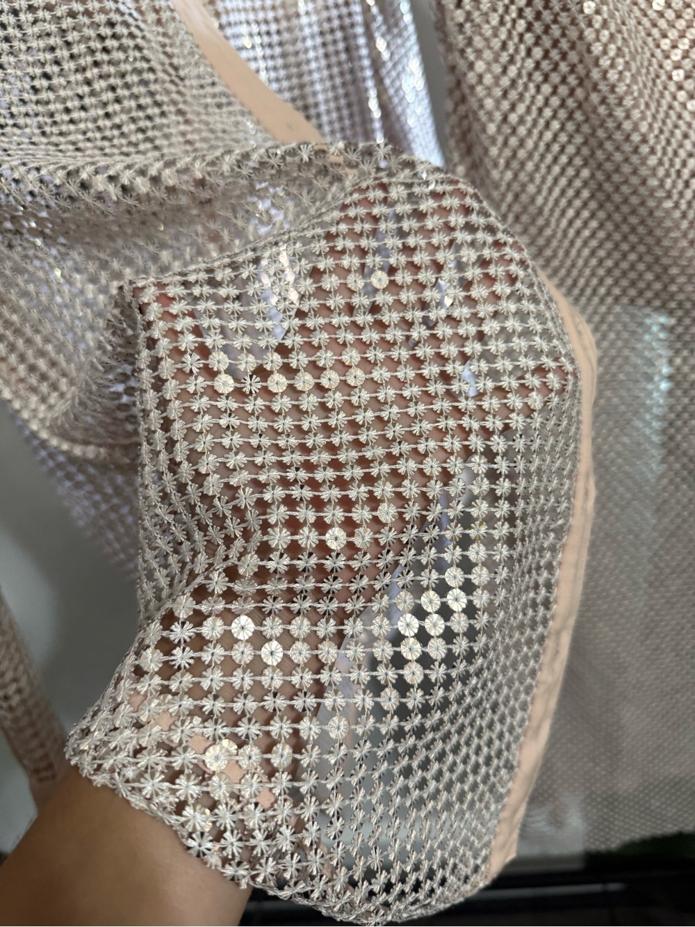 Pilcro Pale Pink Mesh Midi Skirt with Waist Tie - Picture 2 of 3